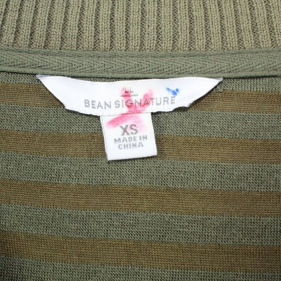 LL Bean Signature Olive Green Striped V-Neck Pullover Sweater Size XS - Picture 6 of 10